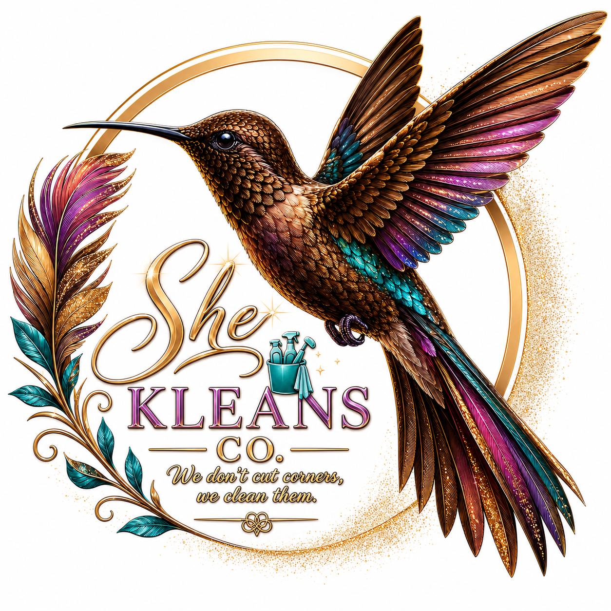 She Kleans Co. hummingbird logo